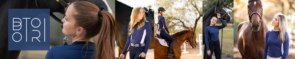 Riley top in blue on equestrian models