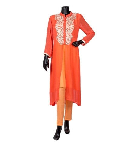 Embroidered Jacket Style Layered Kurta