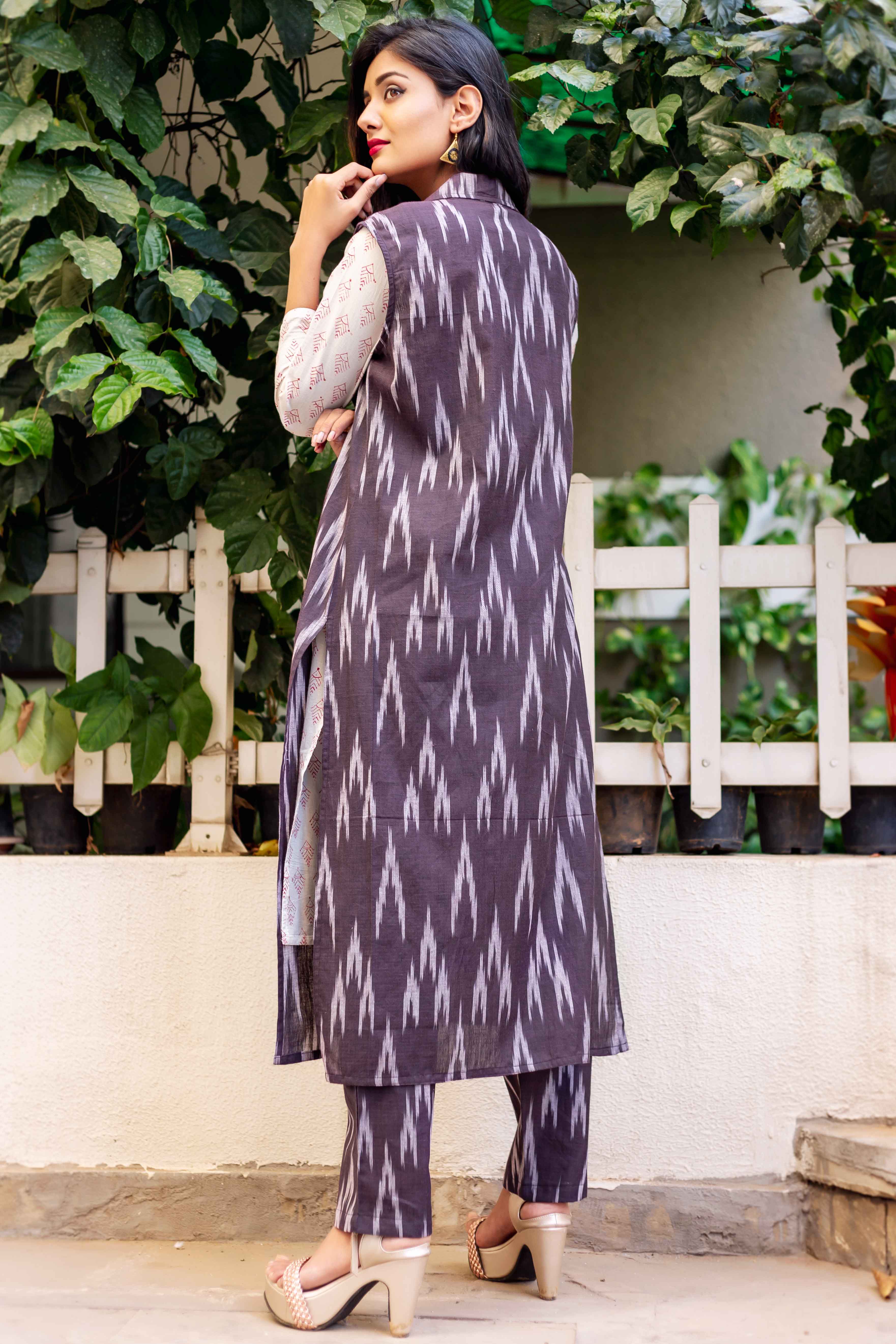 Indo Western Style 3 Piece Long Cotton 