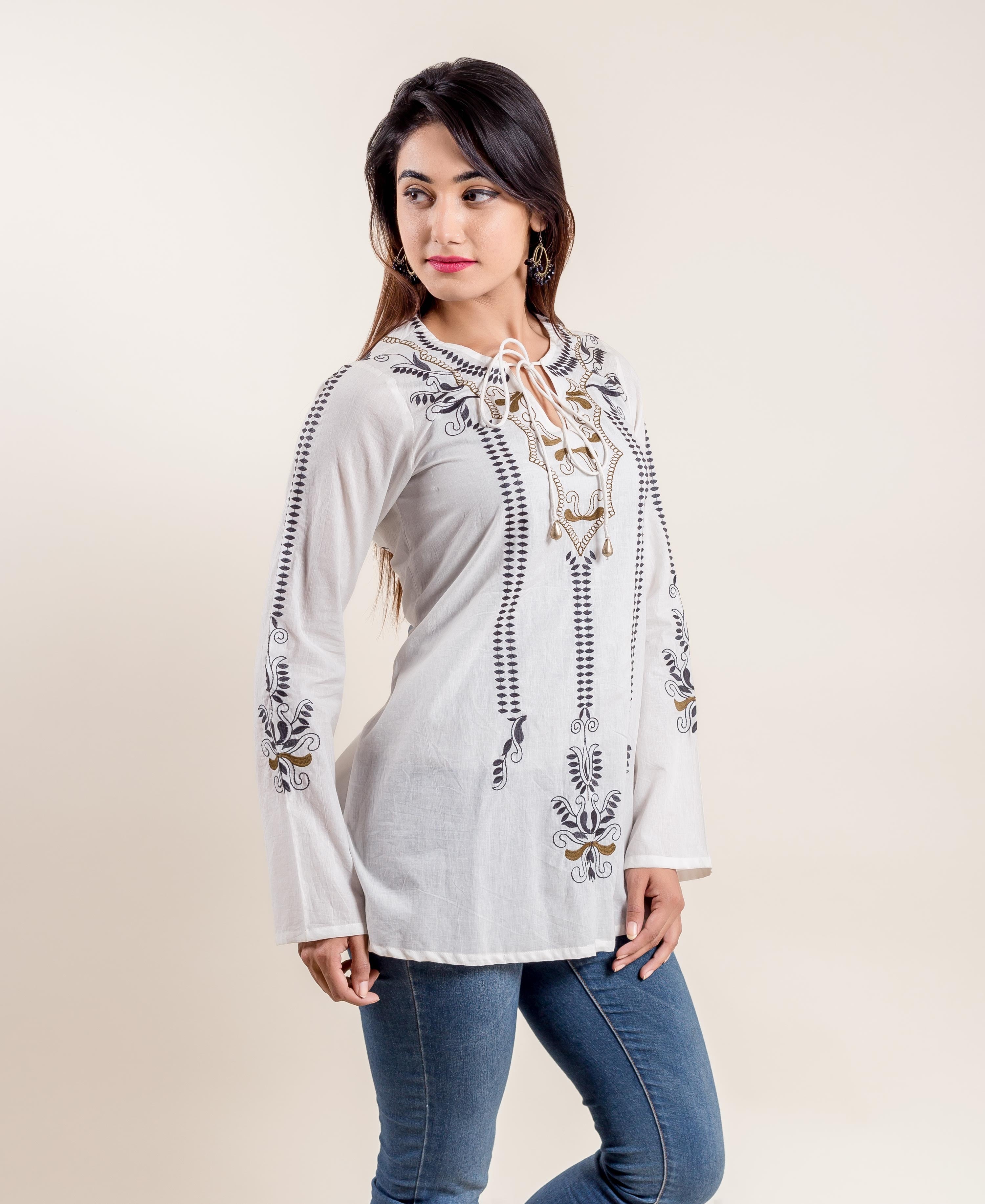 white short kurta for ladies