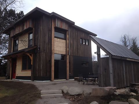 Cedar lakehouse finished with Tall Earth Eco-Safe Wood Treatment