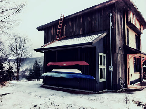 Cedar lakehouse finished with Tall Earth Eco-Safe Wood Treatment