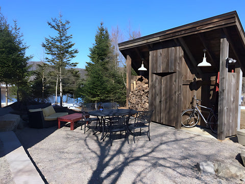 Cedar lakehouse finished with Tall Earth Eco-Safe Wood Treatment