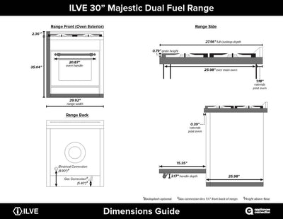 ILVE 30 in. Majestic II Series Natural Gas Burner and Electric Oven Single Oven Range in Matte Graphite with Copper Trim, UM30DNE3MGPNG