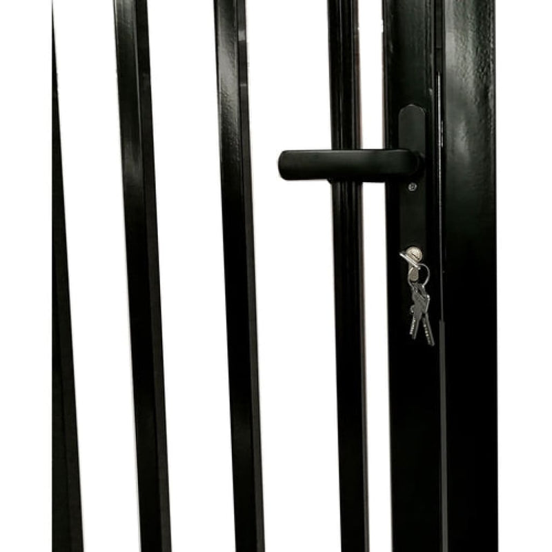 Aleko Steel Dual Swing Driveway Gate with Built-In Pedestrian Door VIENNA Style 18 x 7 Feet DGP18VIENNA-AP
