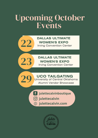 Flyer Upcoming October Events October 22nd-23rd Dallas Ultimate Women's Expo October 29th University of Central Oklahoma Tailgating Event 