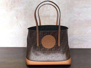 Fendi Fabric Ff Shopping Tote Bag Camel F0412