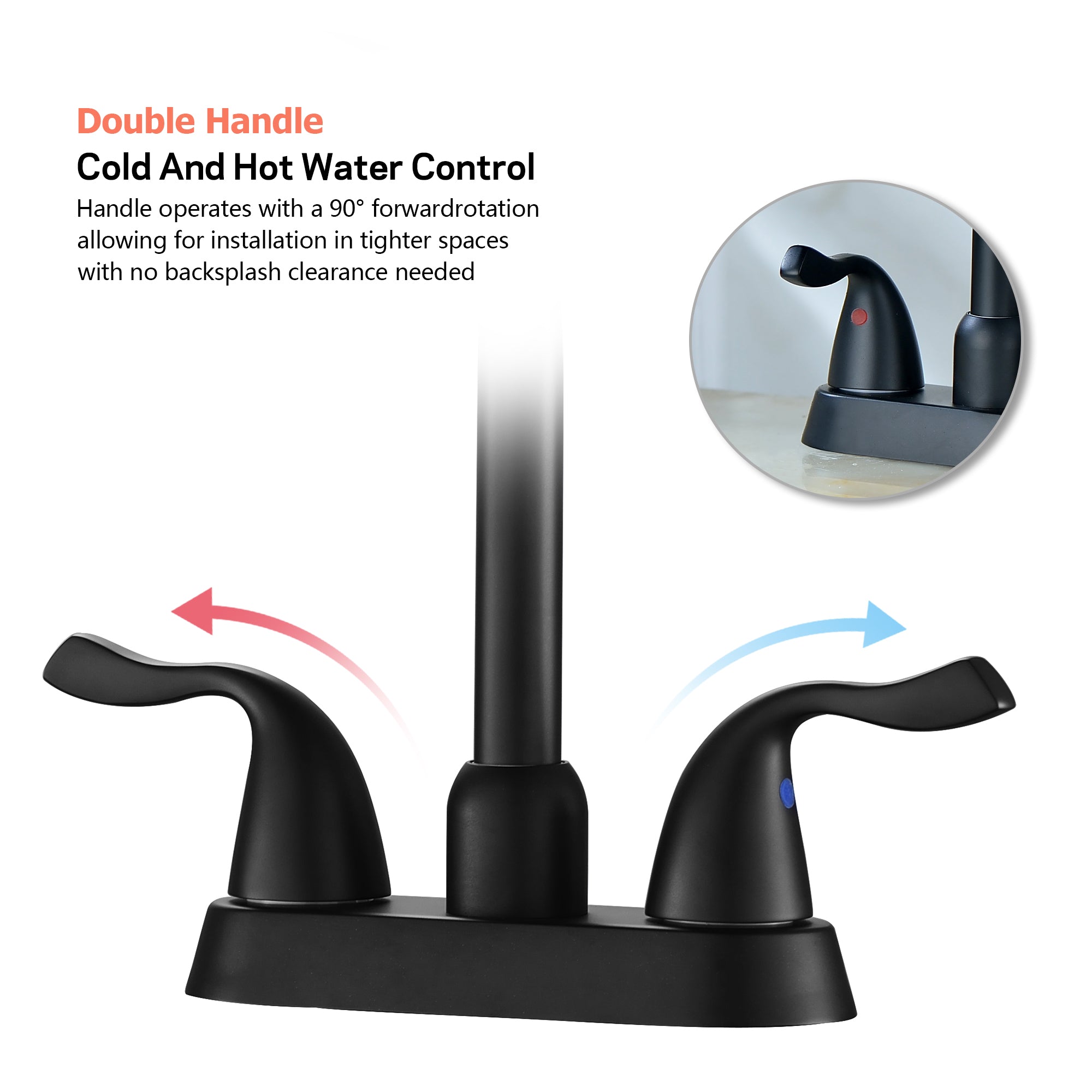 最新コレックション さくら機電Product Image Inch Handle Centerset Matte Black  Lead-Free Bathroom Faucet, with Copper Pop Up Drain and Water Supply Lines 