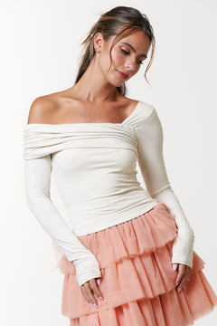 Heather Long Sleeve Top - Off White