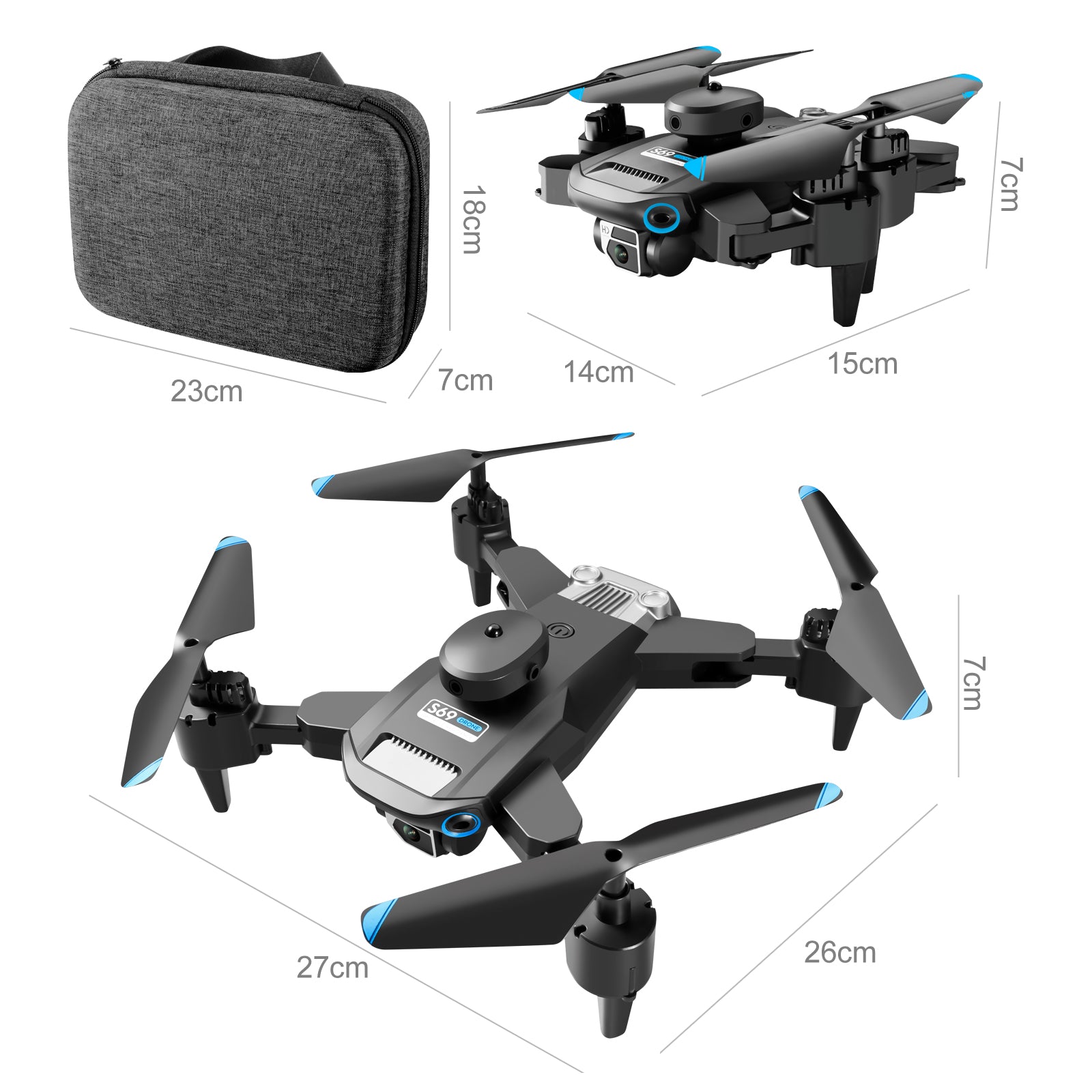 S69 Drone With 4K HD Camera Three Sided Obstacle Avoidance Pro Drone Rc Helicopter Foldable Quadcopter