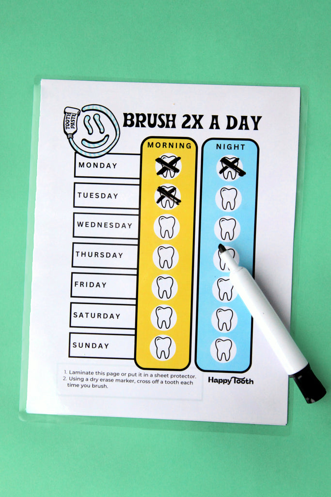 Brush twice a day printable chart