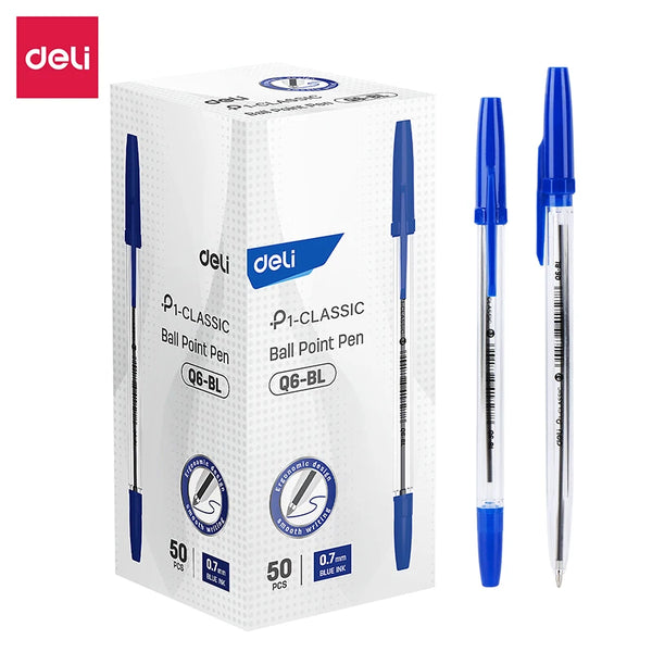 Deli 6/12pcs Ballpoint Pen Set 0.7mm Black Blue Red Ink Pens Stationer –  AOOKMIYA