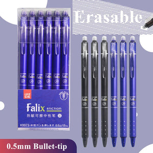 0.5mm Retractable Erasable Gel Pens Set with Refills Black Blue Gel Ink Built-in Eraser Office Supplies Exam Stationery Kit - AOOKMIYA