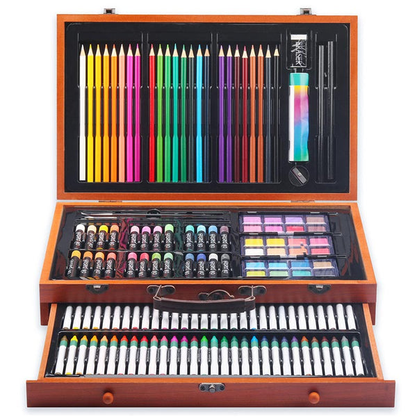 Art Set, 131 Pieces Color Pencils, Oil Pastels, Watercolor Cakes