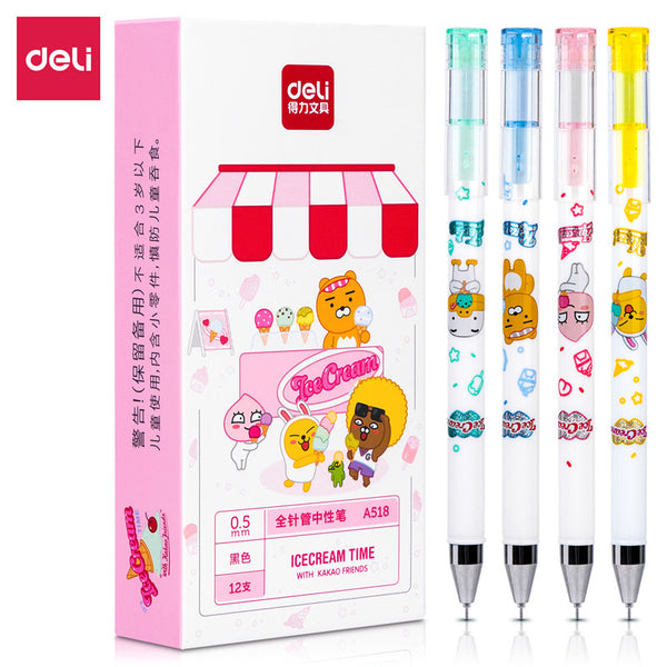 48pcs Cute Pens 0.38mm Deli KAKAO Friends Gel Pen Korean Stationery Ka –  AOOKMIYA