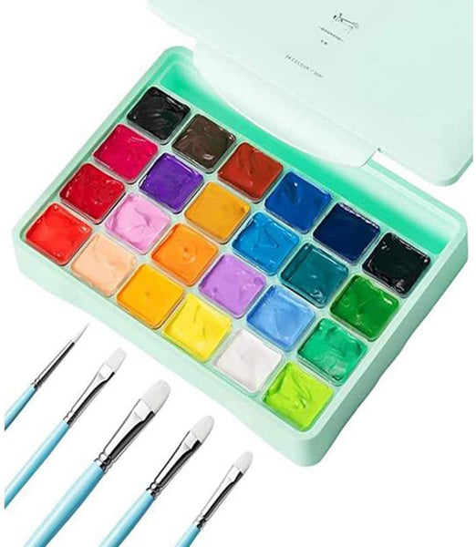 HIMI Gouache Paint Set, 24 Colors x 30ml/1oz with 3 Brushes & a Palette,  Unique Jelly Cup Design, Non-Toxic, Guache Paint for Canvas Watercolor  Paper - Perfect for Beginners, Students, Artists(Green)