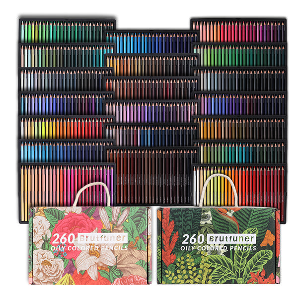 Brutfuner Oily Art Coloured Pencils Set With Metal Box For - Temu