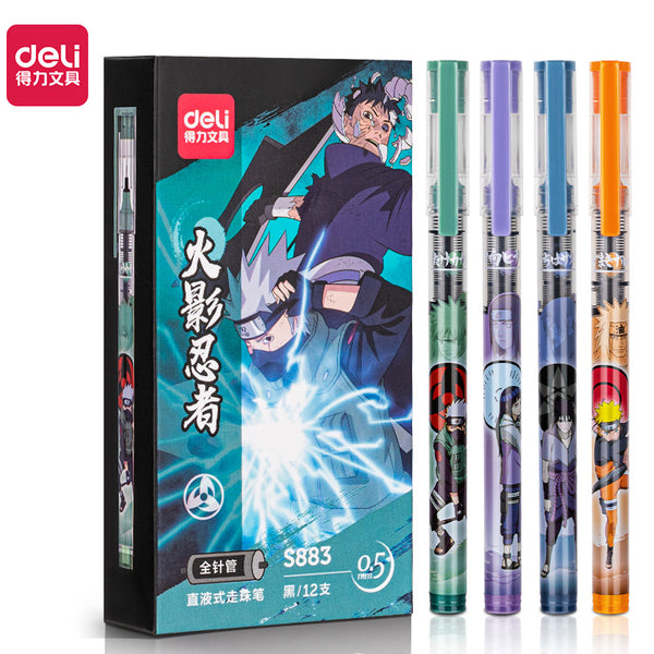 Deli Pen 48Pcs Naruto Series Rollerball Pens for School Supplies Japan