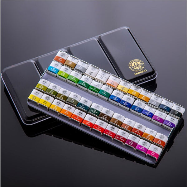 MONGYO 12/24/48 color solid watercolor paint set portable metal box w –  AOOKMIYA