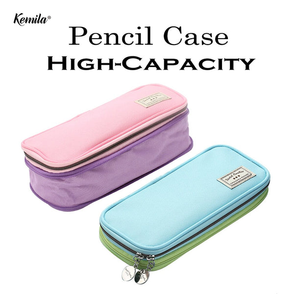 ANGOO ins Kawaii Canvas Double Layer Large Capacity Pencil Case