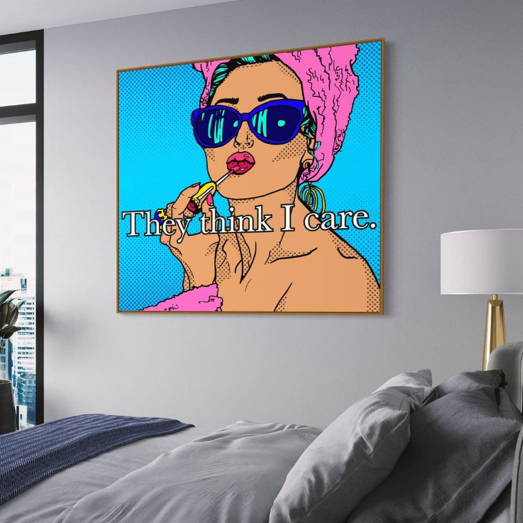 angst offset fout Pop Art Retro Woman "They Think I Care" Canvas Art – Gamma Made