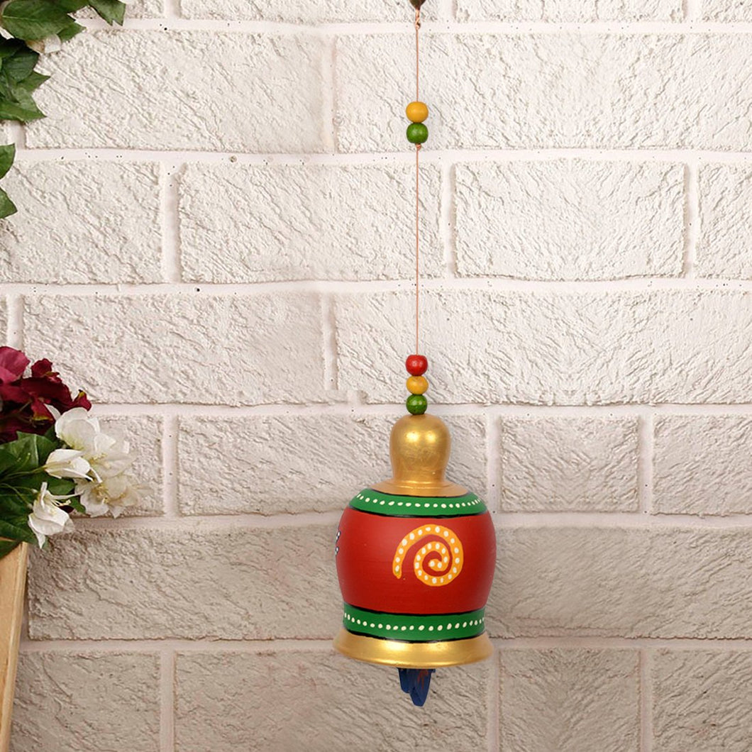 Terracotta Handpainted Bell Hanging Multicolour