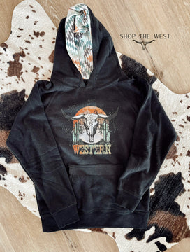 Western Longhorn Aztec Lined Hoodie