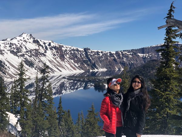 Stacy Kim and mother camping Salt + Snow