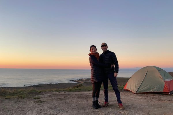 Stacy Kim and partner camping Salt + Snow