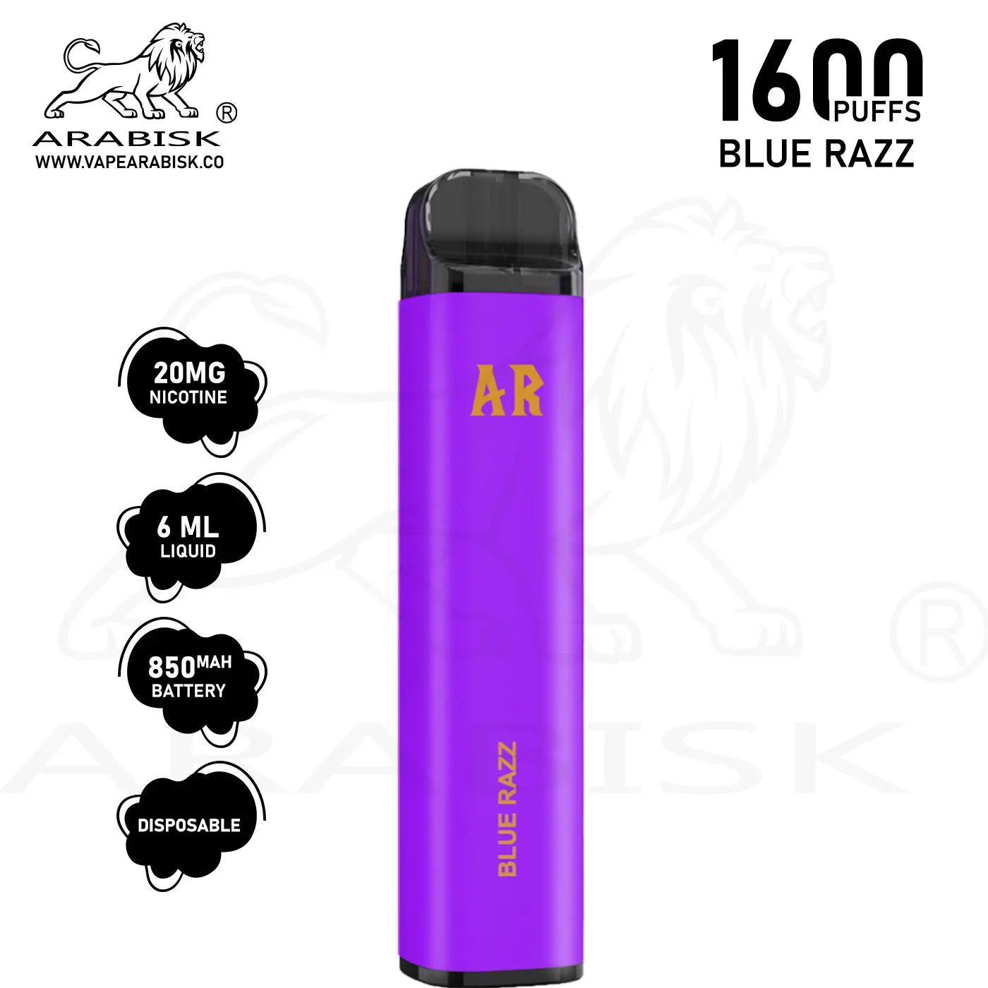 ARABISK AR 1600 PUFFS 20MG - BLUERAZZ Arabisk Vape