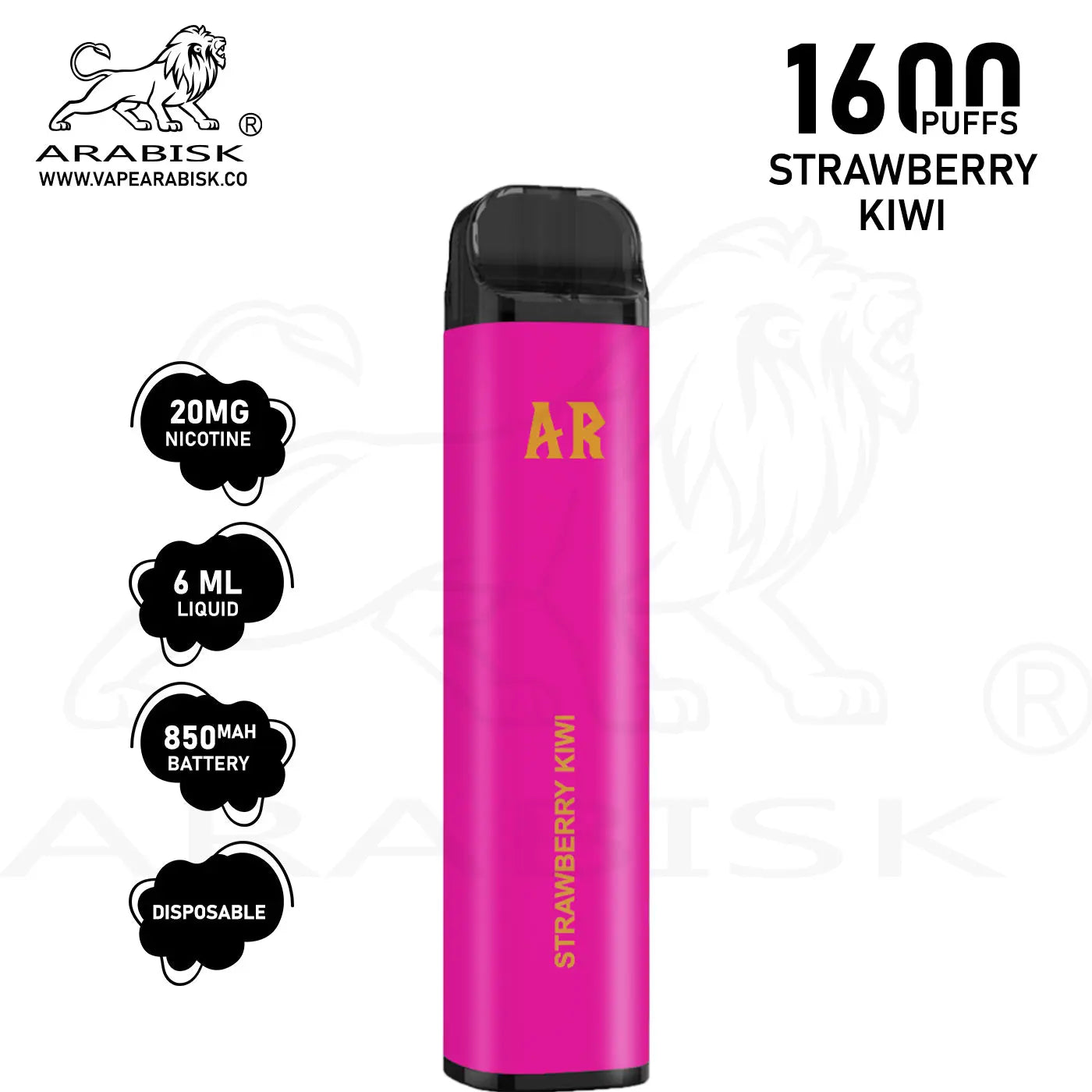 ARABISK AR 1600 PUFFS 20MG - STRAWBERRY KIWI Arabisk Vape