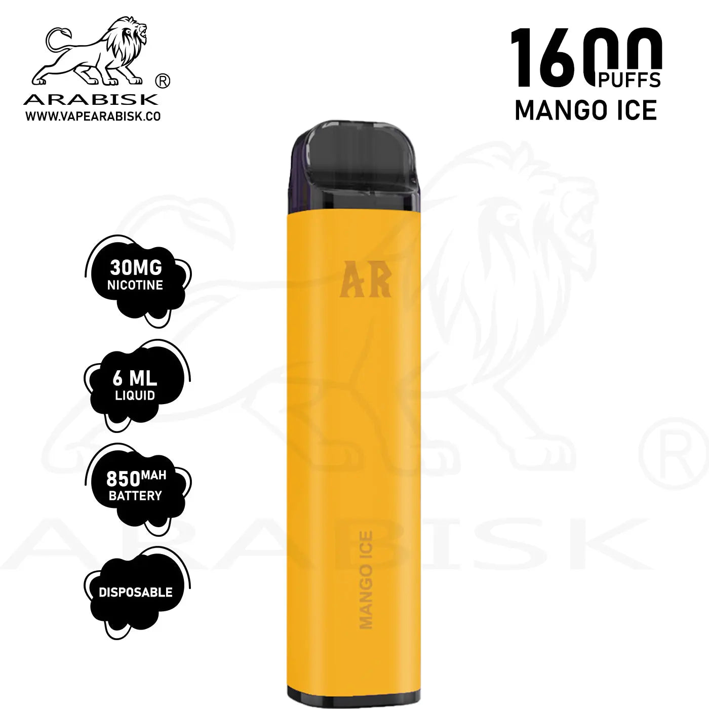 ARABISK AR 1600 PUFFS 30MG - MANGO ICE Arabisk Vape