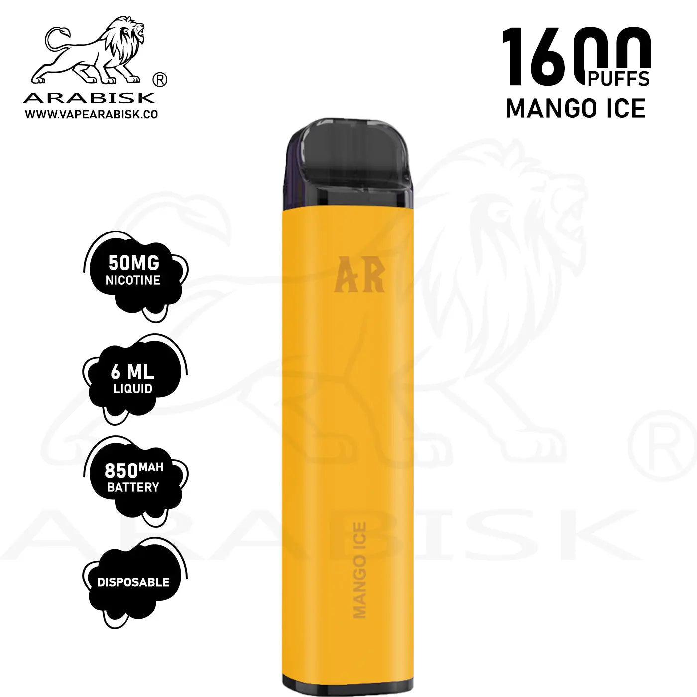 ARABISK AR 1600 PUFFS 50MG - MANGO ICE Arabisk Vape