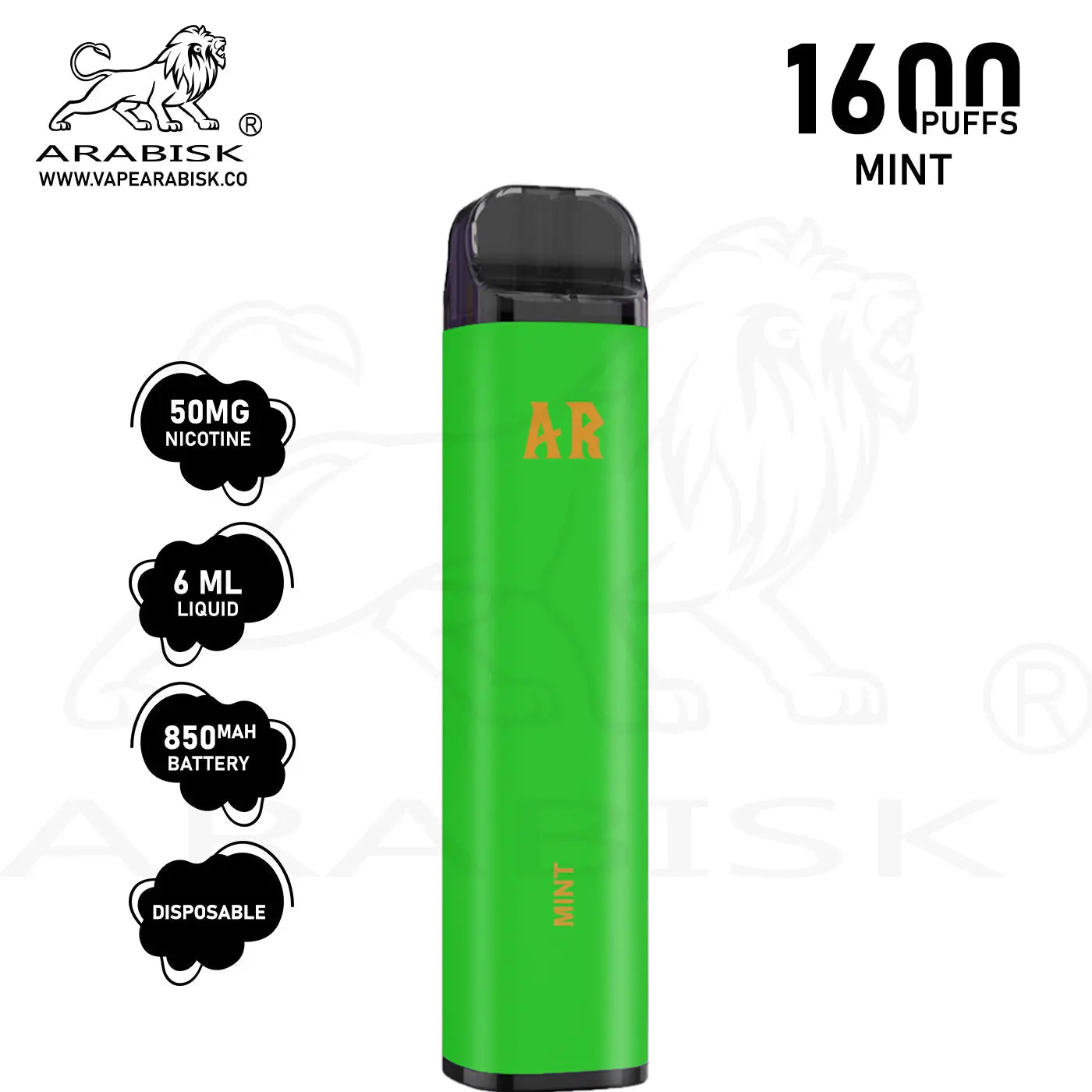 ARABISK AR 1600 PUFFS 50MG - MINT Arabisk Vape