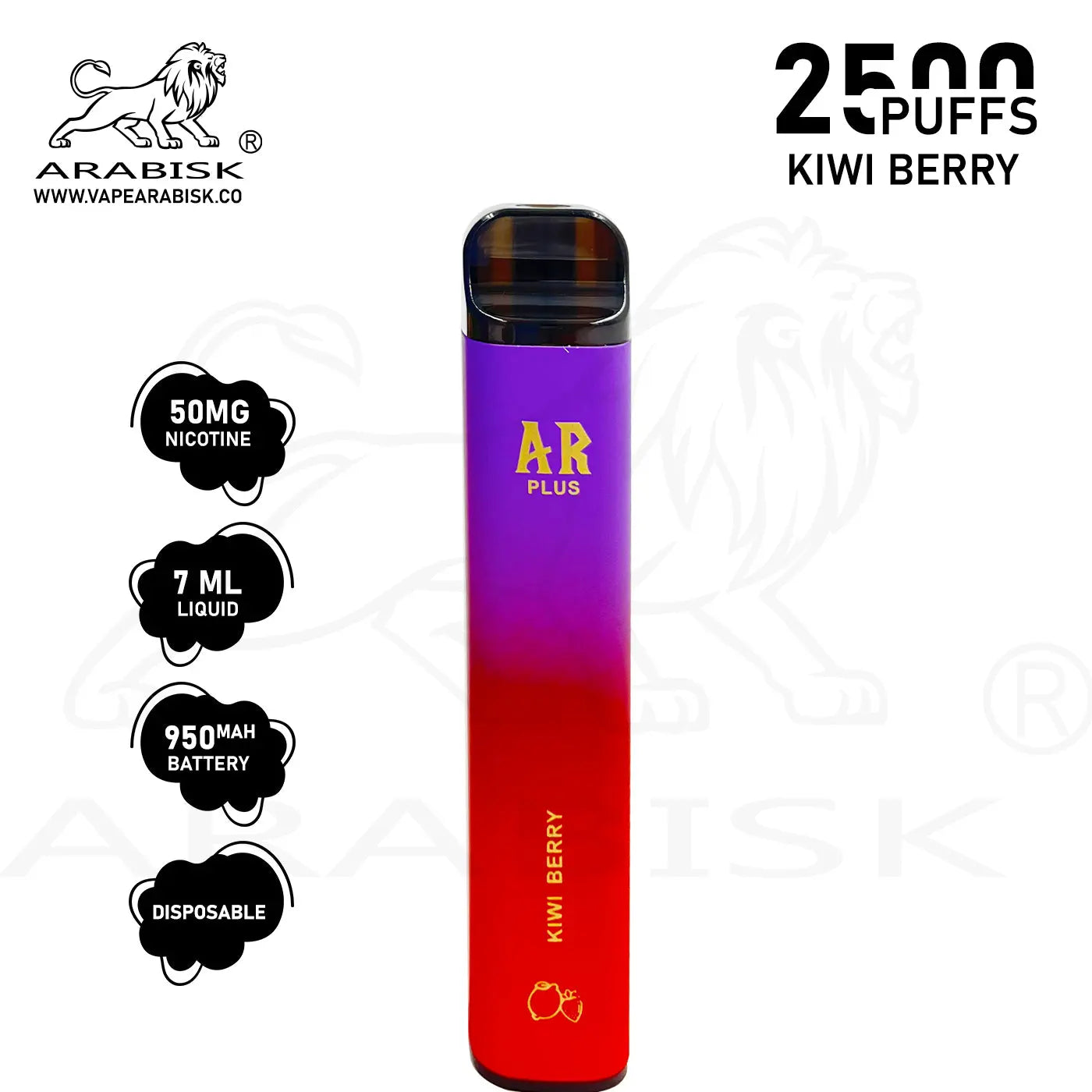 ARABISK AR PLUS 2500 PUFFS 50MG - KIWI BERRY Arabisk Vape