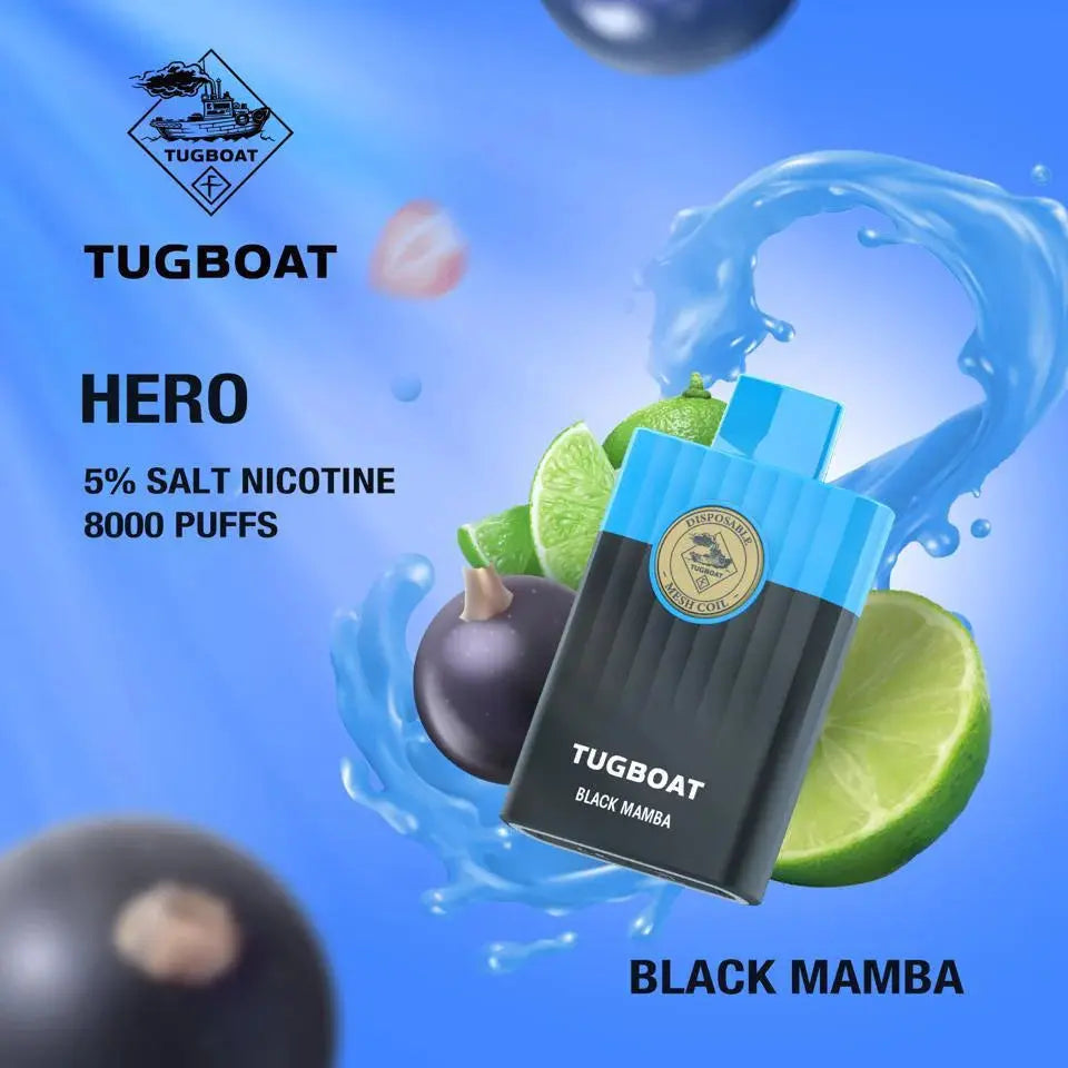 Tugboat Hero Disposable Pod Device Black Mamba 8000 Puffs 50 Mg tugboat