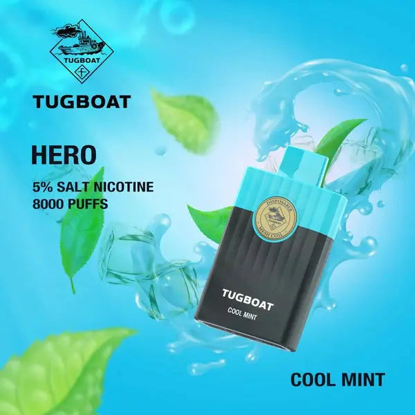 Tugboat Hero Disposable Pod Device Cool Mint 8000 Puffs 50 Mg tugboat
