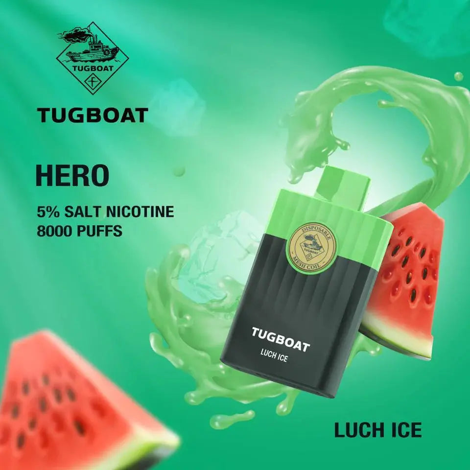 Tugboat Hero Disposable Pod Device Lush Ice 8000 Puffs 50 Mg tugboat