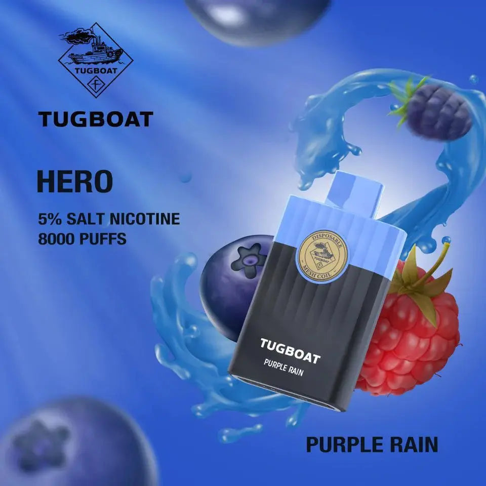 Tugboat Hero Disposable Pod Device Purple Rain 8000 Puffs 50 Mg tugboat