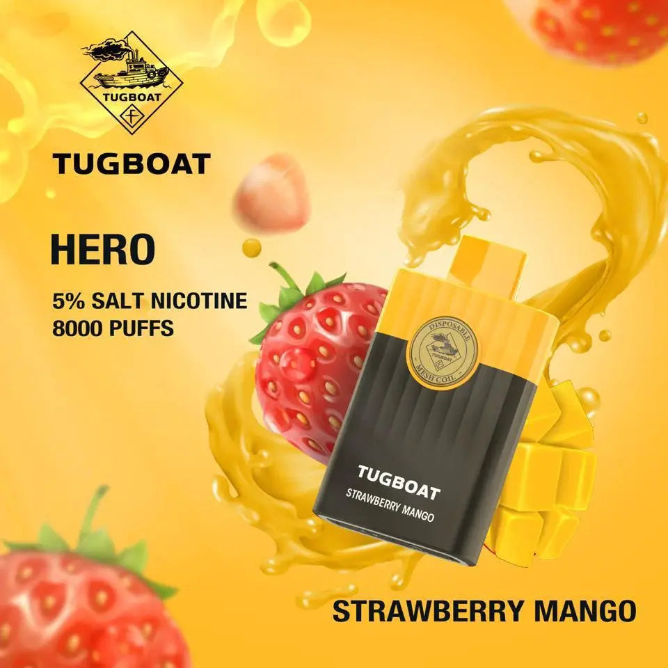 Tugboat Hero Disposable Pod Device Strawberry Mango 8000 Puffs 50 Mg tugboat