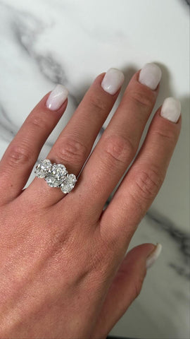 BROOKE 5.44CT (VS1/E) 3 STONE OVAL LAB-CREATED DIAMONDS ENGAGEMENT RING