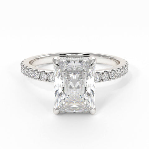 alexandra radiant emerald forever one moissanite engagement ring