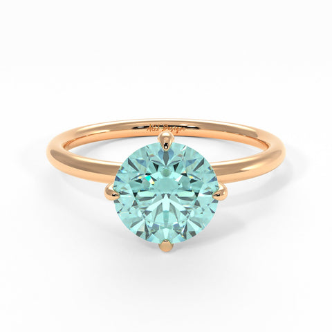 LISA ROUND AQUA-TEAL MOISSANITE ENGAGEMENT RING