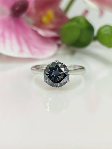 nora round grey moissanite tulip engagement ring