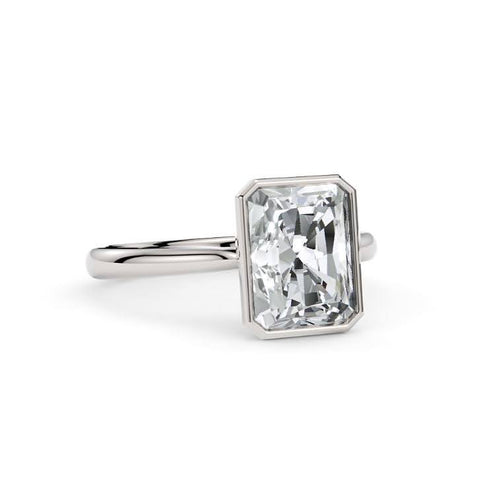 rachel radiant moissanite bezel engagement ring