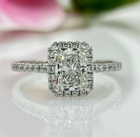 victoria radiant emerald forever one moissanite engagement ring