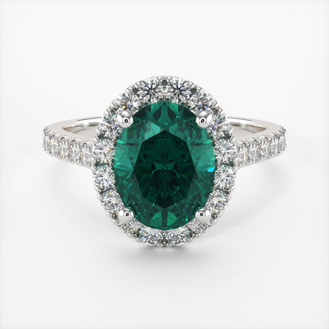 EMORY OVAL GREEN MOISSANITE ENGAGEMENT RING