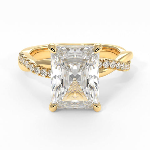 CLAUDIA RADIANT/EMERALD LAB CREATED DIAMOND ENGAGEMENT RING