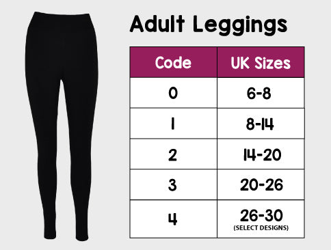 Leggings size chart