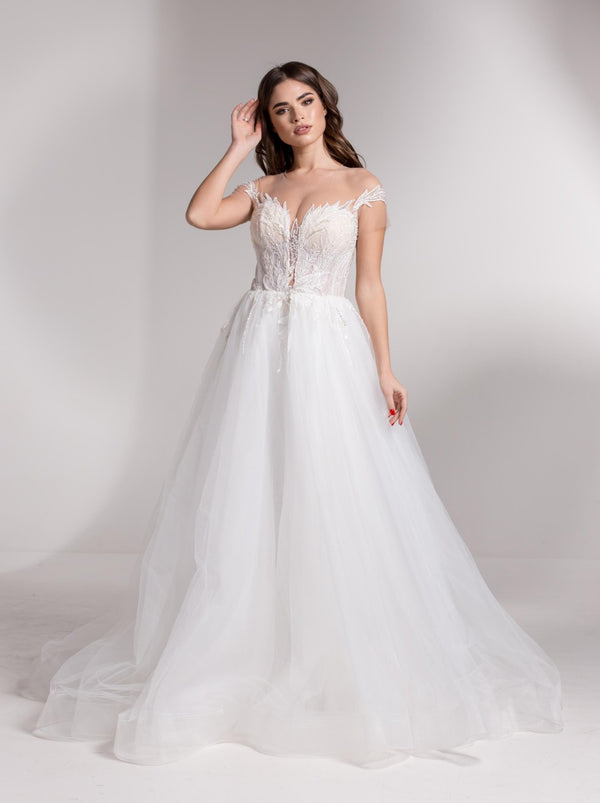 Drop waist corset bridal gown with tiered skirt – La Novale Atelier